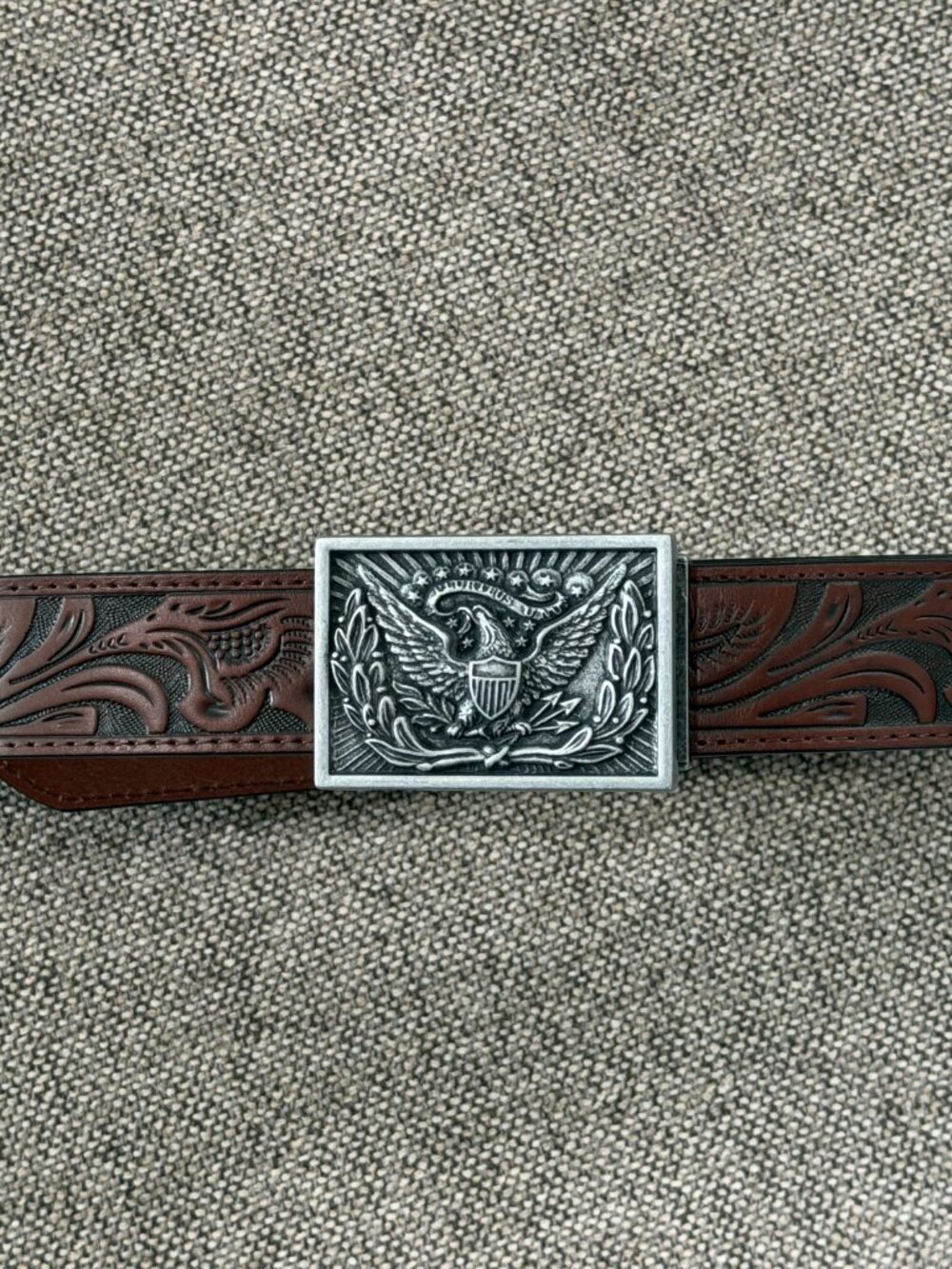 NEW Mission Belt Men's Brown Tooled Leather Western Belt